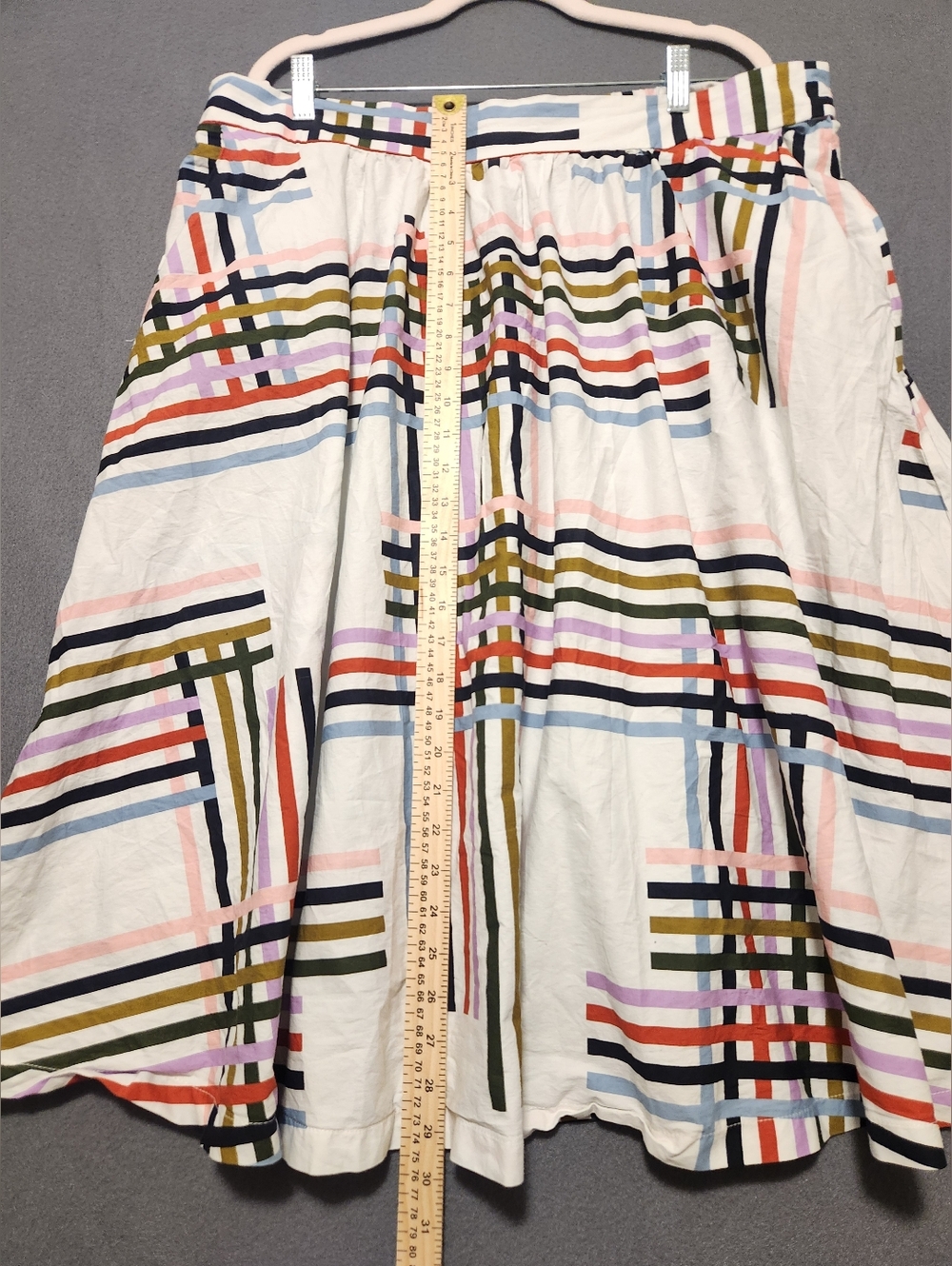 Eloquii Skirt Women Size 18 White Multicolor Stripes With Pockets Zipper Stretch - Picture 2 of 13